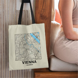 Vienna, Austria, City Map Tote Bag Tygkasse