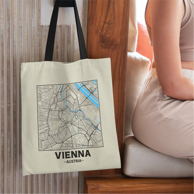 Vienna, Austria, City Map Tote Bag Tygkasse (Skapare uppladdad)