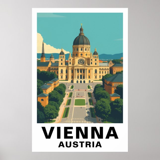Vienna Austria Vintage Travel Baroque Art Print Poster (Framsidan)