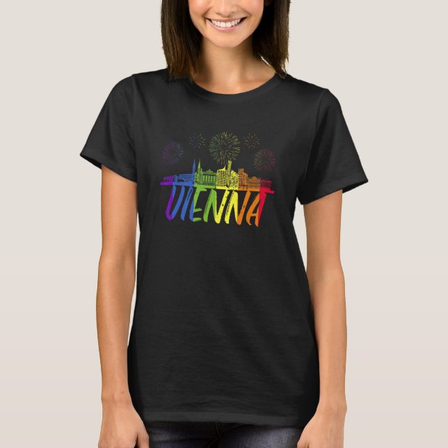 Vienna Pride Skyline  Pride Parade Vienna T Shirt (Framsida)