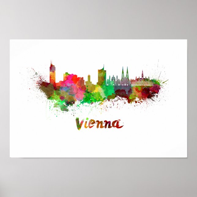 Vienna skyline in watercolor poster (Framsidan)
