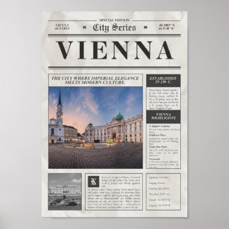 Vienna Vintage Tidning – Stad Serie Resa Prin Poster
