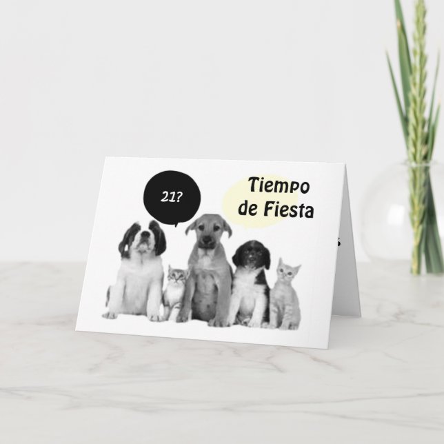 VIENTE UNO CUMPLEANOS=LYCKLIG 21:a BIRTHDAY Kort (Framsida)