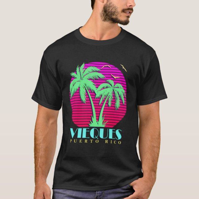 Vieques Puerto Rico Handflatan Träd T Shirt (Framsida)