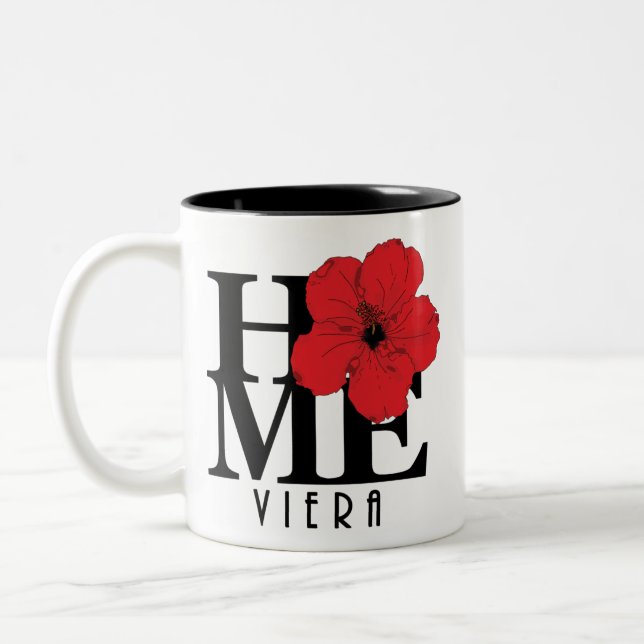 Viera HOME Red Hibiscus 11oz Två-Tonad Mugg (Vänster)