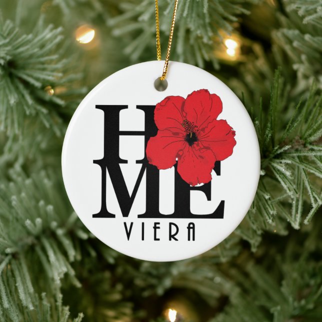 Viera HOME Red Hibiscus Julgransprydnad Keramik (Träd)