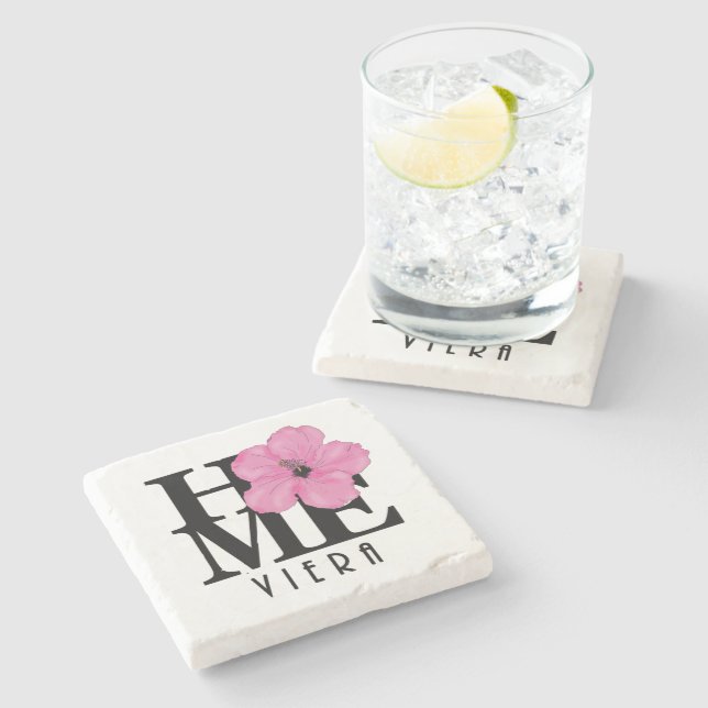 Viera HOME Rosa Hibiscus Stenunderlägg (Sidan)