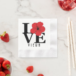 Viera KÄRLEK Röd Hibiskus Pappersservett