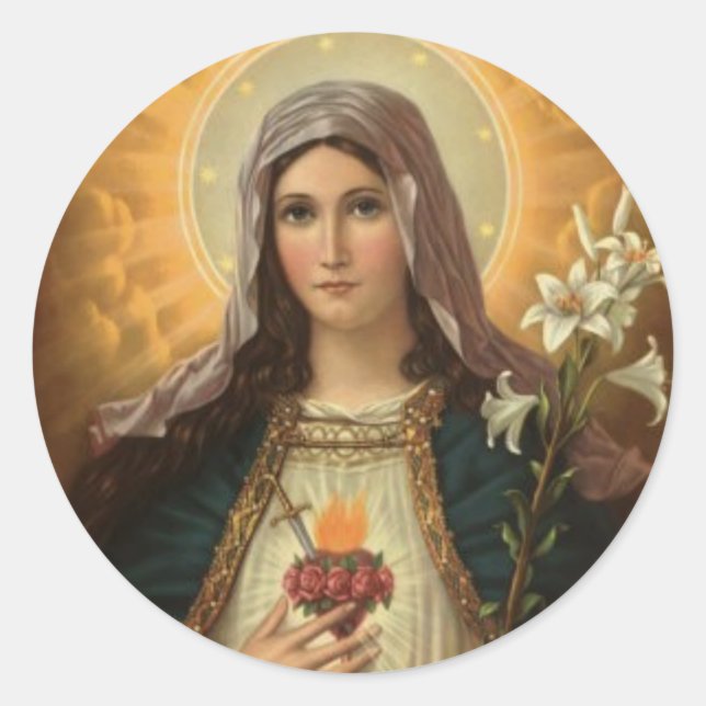 Vierge Marie aux Lys Runt Klistermärke (Framsida)