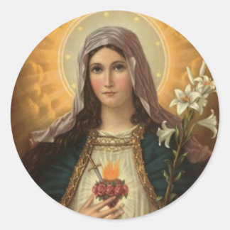 Vierge Marie aux Lys Runt Klistermärke