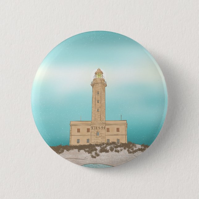 Vieste Lighthouse-Italien Knapp (Framsida)