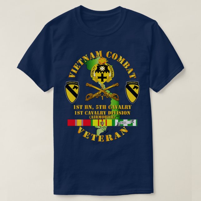Vietnam Combat Cavalry Veteran w 1st Bn 5th Cav DU T Shirt (Design framsida)