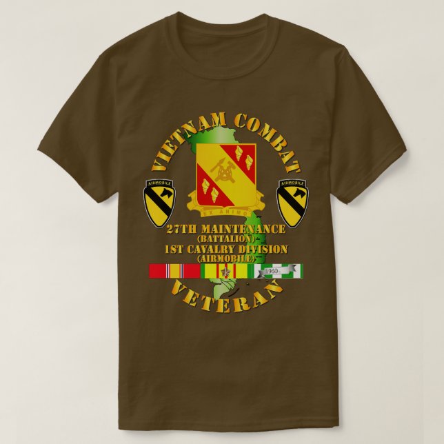 Vietnam Combat Cavalry Veteran w 27 Maint Bn 1:a T Shirt (Design framsida)