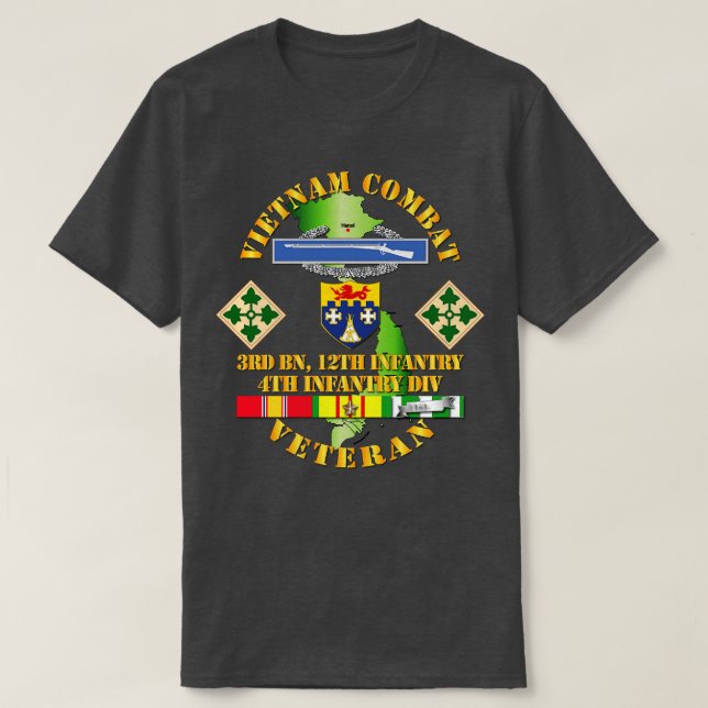 Vietnam Combat Infantry Veteran w 3rd Bn 12:e Inf T Shirt (Design framsida)