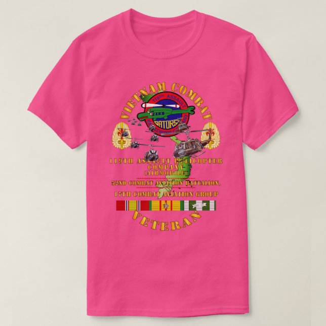 Vietnam Combat Vet 119th AHC 52nd CAB 17th Combat T Shirt (Design framsida)