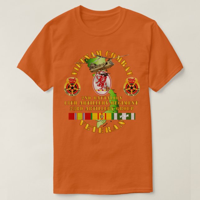 Vietnam Combat Vet 2nd Bn 13th Artillery VN SVC T Shirt (Design framsida)