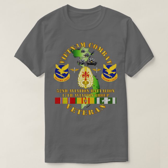 Vietnam Combat Vet 52nd Aviation Bn 17th Aviation T Shirt (Design framsida)