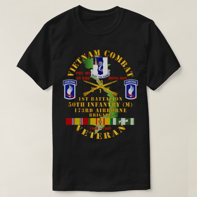Vietnam Combat Veteran w 1st Bn 50th Inf 173rd Bde T Shirt (Design framsida)