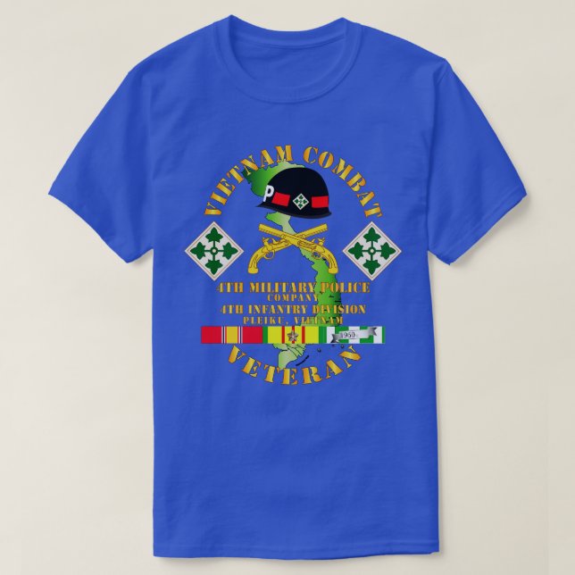 Vietnam Combat Veteran w 4:e militärpolisen w T Shirt (Design framsida)