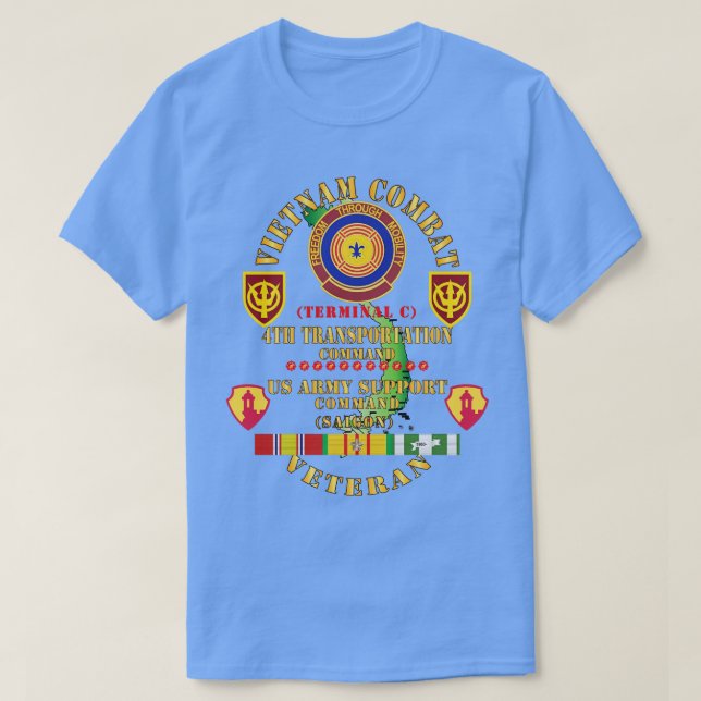 Vietnam Combat Veteran w 4th Transport Comman T Shirt (Design framsida)