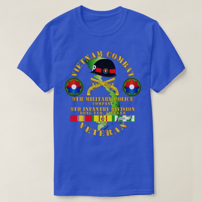 Vietnam Combat Veteran w 9th Militäalpolis Co T Shirt (Design framsida)