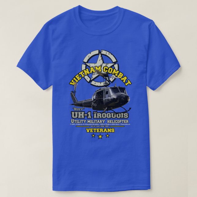 Vietnam Combat Veterans UH1 Iroquis T Shirt (Design framsida)
