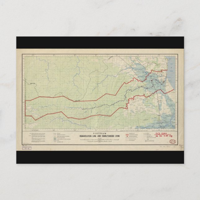 Vietnam Demarcation Line & Demilitarized Zon 1957 Vykort (Framsida)