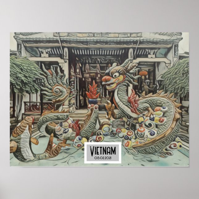 Vietnam Dragon Temple, Anpassade Date Poster (Framsidan)