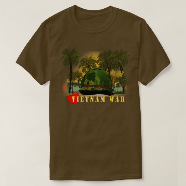 Vietnam Era Helmet täcker mig KÄRLEK DU LÄNGE TID  T Shirt (Design framsida)
