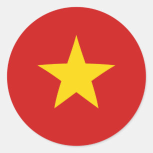Vietnam Fisheye Flagga Sticker Runt Klistermärke