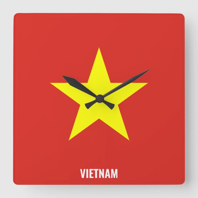 Vietnam Flag Dazzling Patriotic Fyrkantig Klocka (Framsida)
