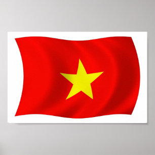 Vietnam Flagga Affisch Print