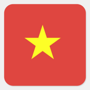 Vietnam flagga fyrkantigt klistermärke