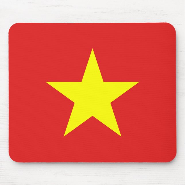 Vietnam Flagga Gult Star Mousepad Musmatta (Framsidan)