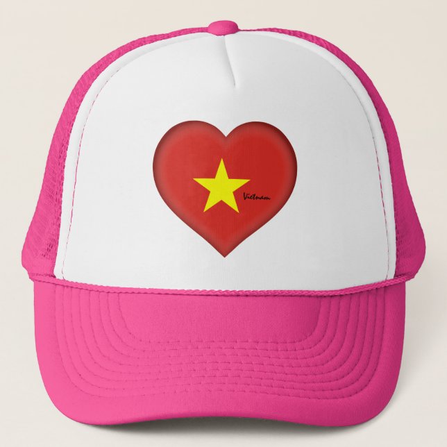 Vietnam flagga & Heart, mode Vietnam/sportfantaste Keps (Framsida)