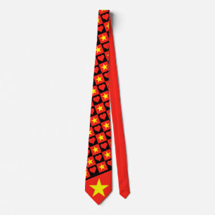 Vietnam Flagga Heart Mönster Patriotic Vietnam Slips