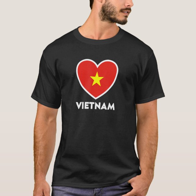 Vietnam Flagga Heart T Shirt (Framsida)