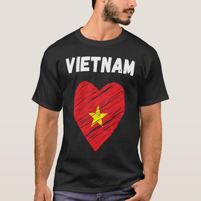 Vietnam Flagga Helgdag Vietnam Heart Vietnam Flagg T Shirt (Framsida)