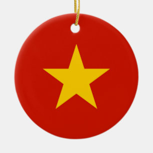 Vietnam flagga julgransprydnad keramik