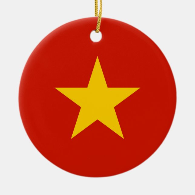 Vietnam flagga julgransprydnad keramik (Framsidan)