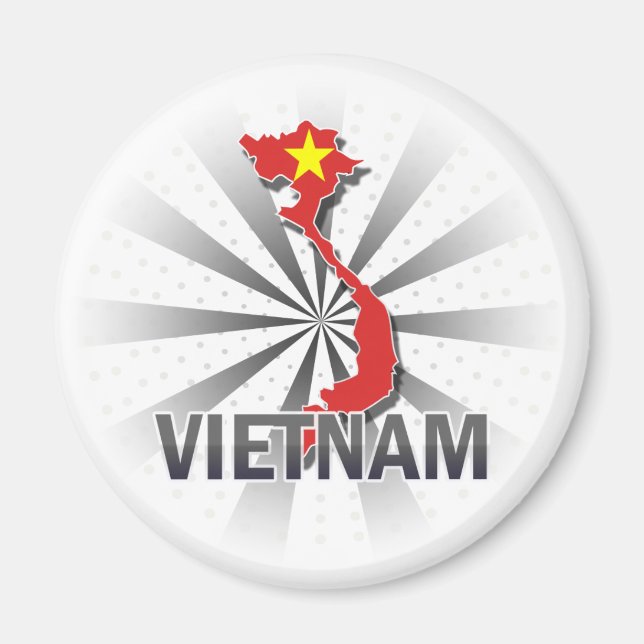 Vietnam Flagga Karta 2.0 Magnet (Framsidan)