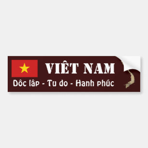 Vietnam Flagga + Karta Bumper Sticker Bildekal