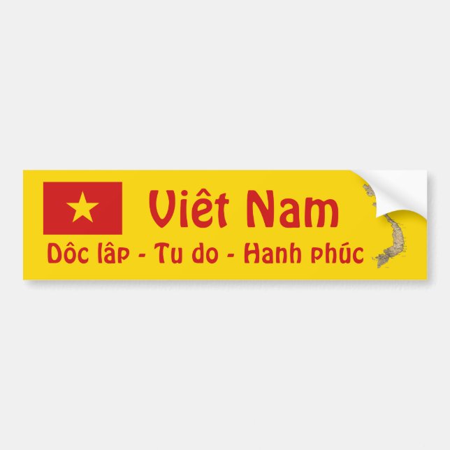 Vietnam flagga + Kartabildekal Bildekal (Framsidan)