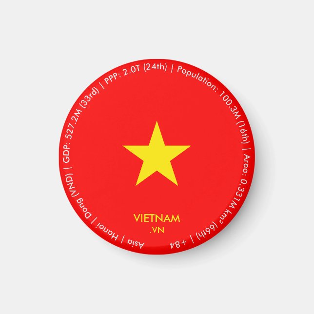 Vietnam Flagga Magnet (Framsidan)