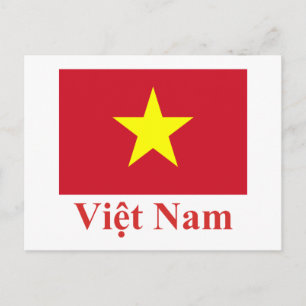 Vietnam Flagga med Namn i Vietnam Vykort