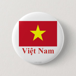 Vietnam flagga med namn i vietnames knapp
