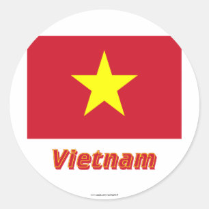 Vietnam flagga med namn runt klistermärke