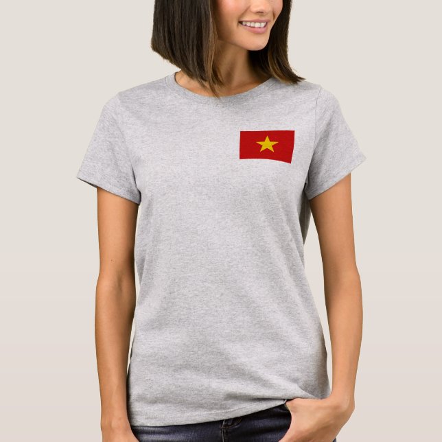 Vietnam Flagga och Karta dk T-Shirt (Framsida)