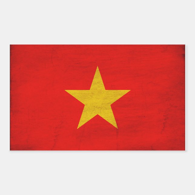Vietnam Flagga Rektangulärt Klistermärke (Framsida)