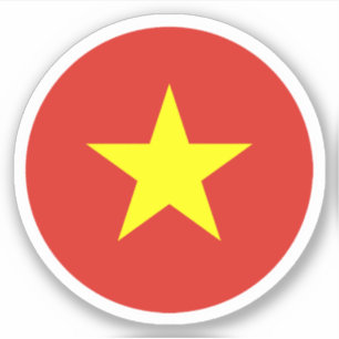 Vietnam Flagga Rund Klistermärke Klistermärken